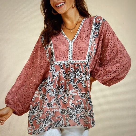 Suzanne Betro babydoll style rose coloured top in size M - Picture 8 of 9